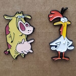 Cow And Chicken Enamel Pin Set